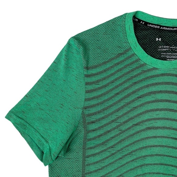 Under Armour Tee Mens Medium Bright Green Seamless Wave Contoured Fitted T Shirt - Picture 2 of 10
